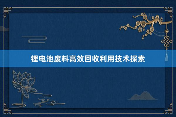 锂电池废料高效回收利用技术探索